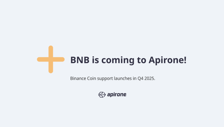 BNB integration announced for Q4 2025 in Apirone’s cryptogateway